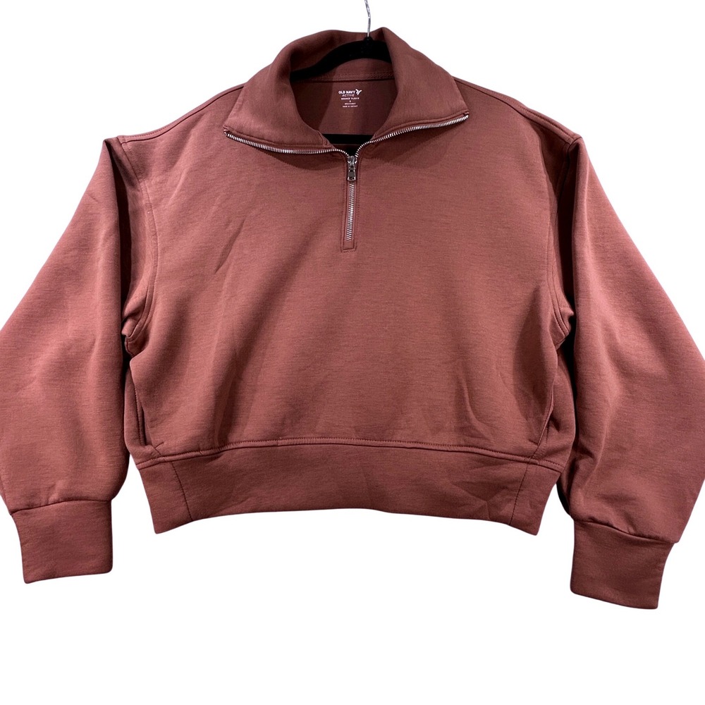 Old Navy Active Bounce Fleece Quarter Zip Pullover Mauve Brown Women Small S